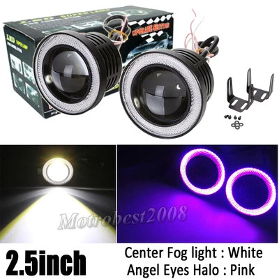 Proyector de luz antiniebla LED universal de 2,5 pulgadas COB con anillo de halo rosa púrpura 12V Foto 1 de 4