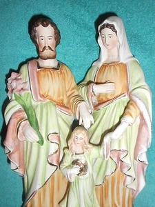 ANCIENNE STATUE RELIGIEUSE/SAINT FAMILLE/VIERGE/ENFANT JESUS/BISCUIT/XIXè/H.27cm - Picture 1 of 5