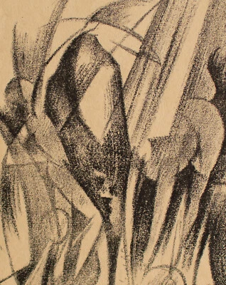 Pferd Männerakt Abstrakt Kubismus Klassische Moderne Lithografie 1920er Jahre - Bild 1 von 4