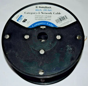 Radioshack 100ft Network Wire Category 5  24 Gauge Solid 4 Twisted Pair - Picture 1 of 8