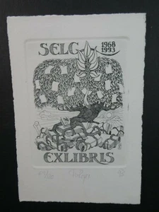 Schweiz. Exlibris Club Bücher Baum orig. Radierung 69/120 Expl. 1993, 10 x 14  - Bild 1 von 1