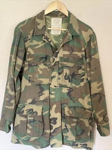 Vintage US Army Coat Green Woodland Camo Hot Weather Size M Reg Selma Apparel - Picture 1 of 6