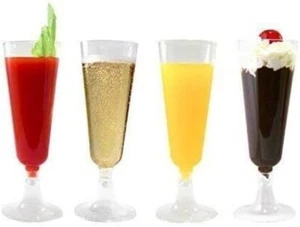 Clear Recyclable Plastic Champagne Party Cocktail Flutes Glasses - 140ml - Picture 1 of 2