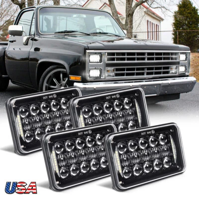 for Chevrolet C10 1981-1986 C10 Suburban DOT H4656 4pcx 4x6" LED Headlights Halo - Image 1 of 4