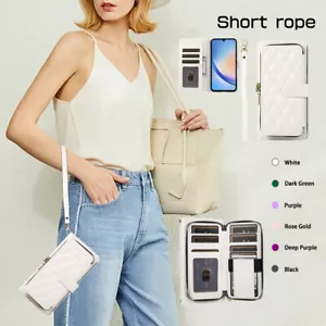 Leather Pocket Lanyard Wallet Card Bag Case For Samsung A72 A53 A34 A22 A12 M13 - Picture 1 of 62