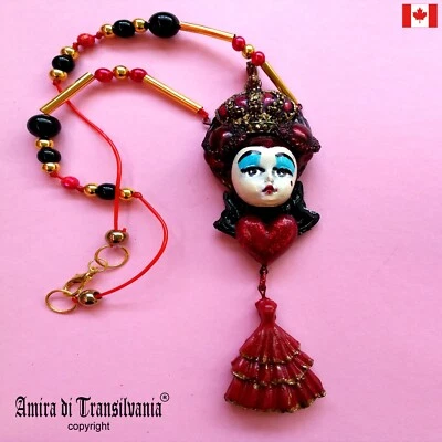 Luxury Necklace Magic Pendant Jewellery Red Queen of Hearts Alice in Wonderland - Image 1 of 4