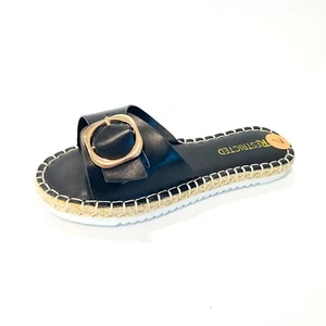 NEW Restricted Slip On Black Buckle Sandals Slides Women's Size 7 - Picture 1 of 5