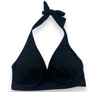 NEW Anne Cole Solid Banded Halter Bikini Top in Black Size Medium Swim Suit NWT - Picture 1 of 10