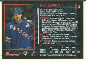 2001-02 Bowman YoungStars Ice Cubed #36 Eric Lindros - Picture 1 of 1
