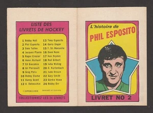 Folletos franceses OPC O-PEE-CHEE 1971-72 #2 PHIL ESPOSITO 20418 - Imagen 1 de 2