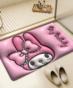 Hello Kitty Pink My Melody 3D Bath Mat Kawaii Anime Cute Kuromi 24x16" BRAND NEW - Picture 1 of 3