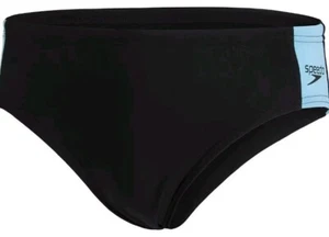 Speedo Boys' Boom Logo Splice 6.5cm Brief Trunks Black/Blue - Age 15-16 - Picture 1 of 4
