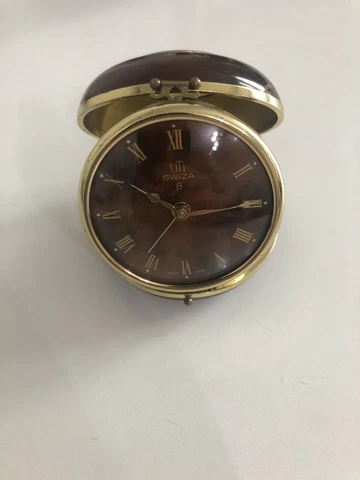 RARE Travel Clock awakening Uti Swiza movement 8 days - Switzerland Cover