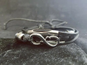 Unisex Charm Infinity Three Layer Leather Tribal Wristband Bracelet 8.3" (12500 - Picture 1 of 3