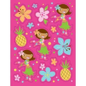 Pink Luau Fun Hula Girl Hawaiian Beach Theme Party Favor Scrapbook Stickers - Picture 1 of 1