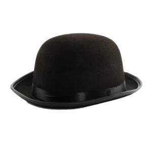 Unisex Charlin Chaplin Satin Ribbon Band Bowler Hat Adult Fancy Dress Accessory - Picture 1 of 7