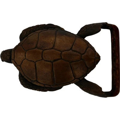 Hebilla de cinturón de colección arte hecho a mano concha de tortuga marina buzo surfista hippie Foto 1 de 4