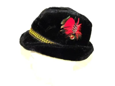 Sombrero Fedora De Colección Para Hombres S Negro Imitación Piel Plegable Gorra Orejeras EE. UU. Pluma Foto 1 de 4