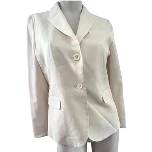 Pendleton Virgin Wool Blazer Classic Fitted Career Office Ivory Jacket 8 Church - Picture 1 of 14