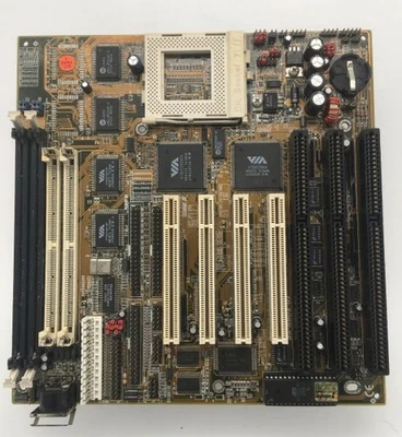 Socket 7 motherboard - pcpartner vib804dse - via apollo vpx - tested, 3x isa, 4 - Image 1 of 4