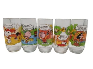 McDonalds Peanuts Camp Snoopy Collection Vintage Glasses Complete Set Of 5 - Picture 1 of 2