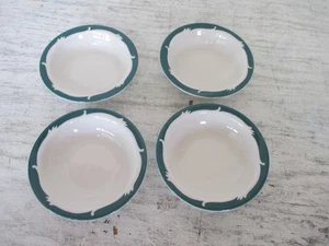 4 Syracuse China Wintergreen Green Wave Crest 4 1/2" Berry Fruit Dessert Bowls - Picture 1 of 4