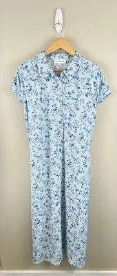 Vestido Lucky Brand 2XL Manga Casquillo Corbata Cintura Azul Floral Botones Bolsillos Foto 1 de 4