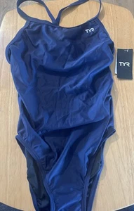TYR Women's Navy Solid DiamondFit-A One Piece Swimsuit #DSOL1A 36(L) NWT - Picture 1 of 4