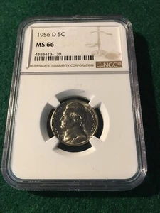 1956-D JEFFERSON NICKEL 5c NGC MS 66 - Picture 1 of 5
