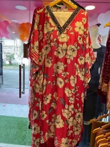 Women Kaftan Plus Size Long Dress Hippie Boho Loose Kimono Beach Maxi Caftan - Picture 1 of 4