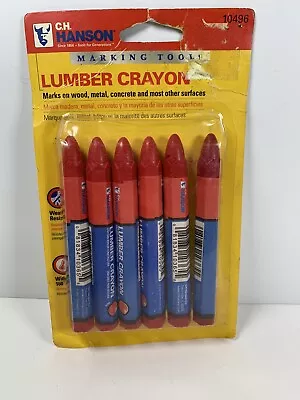 Lumber Crayons, Red, 6 Pk Marking Tool Wood Metal Concrete NOS - Image 1 of 3