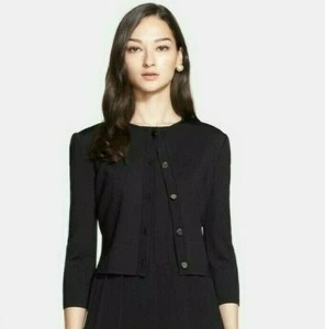 ST. JOHN COLLECTION Knit Cardigan S Small Black Soft Crepe Button Front Knit T1 - Picture 1 of 9