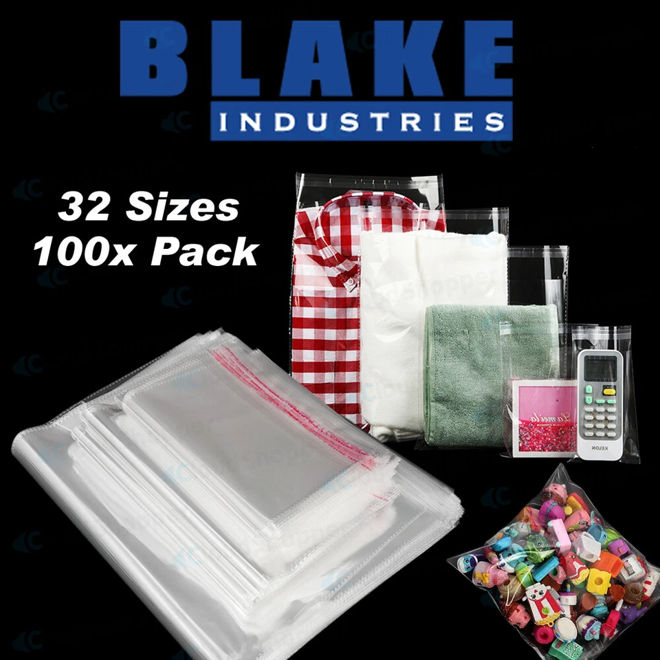 100pcs Self Adhesive Sealing Clear OPP Cellophane Resealable Plastic Cello Bags - image 1 of 4