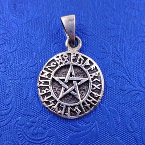 Vintage Pentagramm in Futhark Sprache der Runen 925 Sterling Silber - Bild 1 von 2