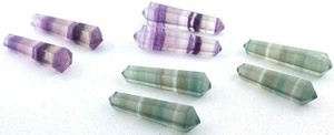 One 1 1/10 To 1 1/3 Inch Matched Pair Banded Fluorite Crystal Gem Point EBS8973 - Picture 1 of 2