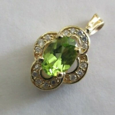 14K Gold Diamond & Peridot Pendant Diamond=1/4 Carat F-VS2  Peridot=1.00 Carat  - Image 1 of 4