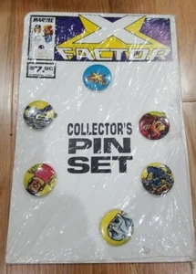 VINTAGE SEALED! X-FACTOR COLLECTOR'S PIN SET 1989 CYCLOPS X-MEN ICEMAN BEAST etc - Picture 1 of 4