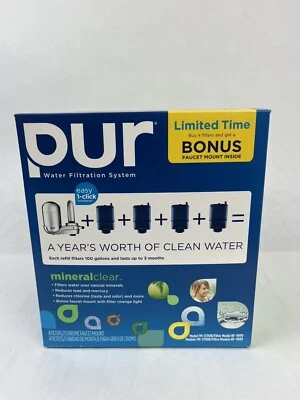 PUR Mineral Clear Chrome Faucet Mount  & 4 RF-9999 Filters New - Image 1 of 4