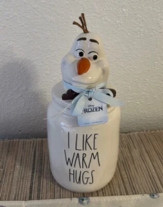 Rae Dunn Disney Frozen I LIKE WARM HUGS Canister With Olaf Topper - Picture 1 of 5
