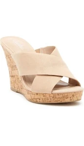 CHARLES BY CHARLES DAVID - SIZE: 10 - Nude Latrice Wedge Slip-On Sandals - NEW! - Picture 1 of 3