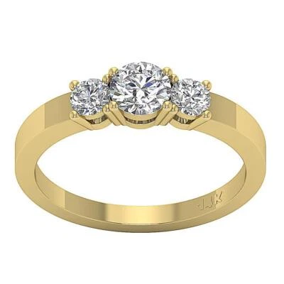 Three Stone Engagement I1 G 1.01 Carat Round Cut Diamond Ring Prong Set 14K Gold - Image 1 of 4