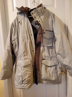 Bert Pulitzer �� Abrigo Grizzly Bronceado A Presión y Cremallera Chaqueta de Invierno Pesada Talla XLarge Hombres Foto 1 de 4