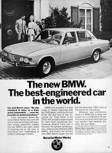 1970 BMW 2800 Sedan Original Print Ad - Picture 1 of 1
