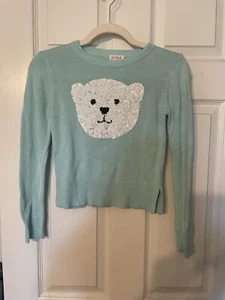 Girls Cat & Jack Sweater With Sequence Bear Face Size Medium - Picture 1 of 4