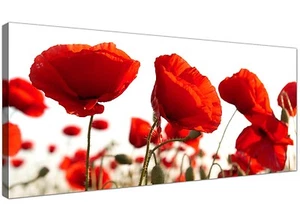 Red Extra large Canvas Print of Poppy Flowers  - 120cm x 50cm - 1056 - Picture 1 of 4