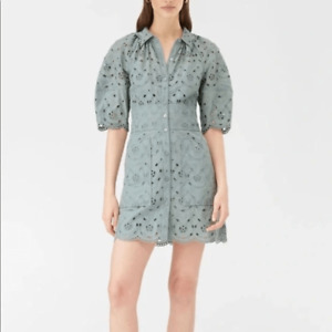 Rebecca Taylor Green Mina Eyelet In Spruce Cocktail Dress