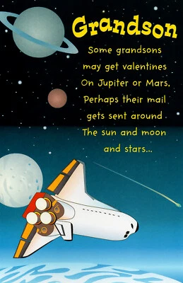 Fun Spaceship VALENTINE'S DAY Card FOR GRANDSON by American Greetings + Envelope - Image 1 of 4