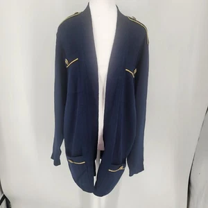 St. John Marine vorne offen Strick Jacke Militär klassisch Goldknöpfe Größe Large - Bild 1 von 11