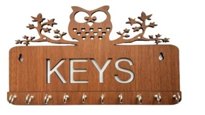 Wall Mounted Wooden Home Décor Key Chain Holder/Key Holder- 10 Hooks - Picture 1 of 4