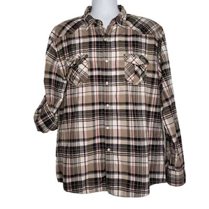 Fly By Night Mens Pearl Snap Country Western Roll Tab Plaid Shirt Size XXL - Picture 1 of 12